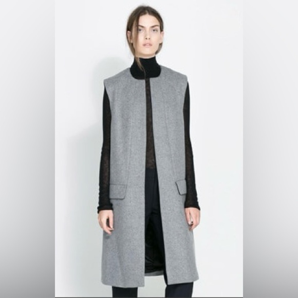 Zara Gray Sleeveless Coat